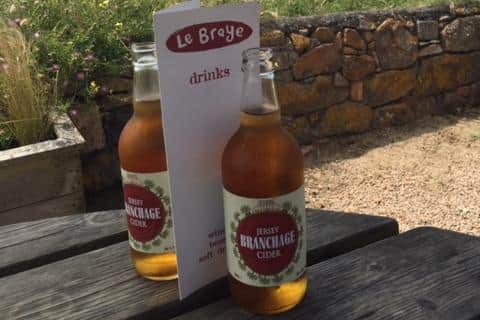 Jersey Branchage Cider enjoyed in the fabulous setting of Le Braye bar and restaurant in St Brelade.