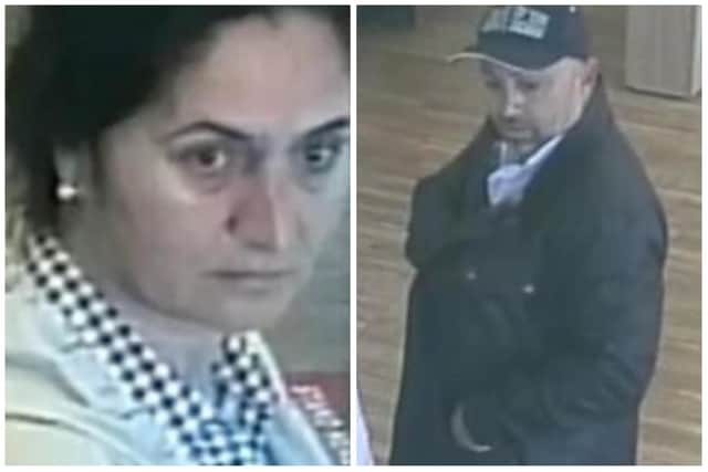 Police would like to speak to these two people following a cash snatch inside a Hartlepool bank.