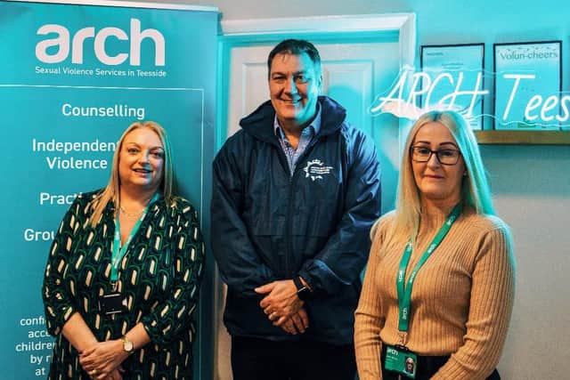 Left to right: Elaine Wilson, ARCH Referrals Manager, PCC Steve Turner and Sarah Murray, ARCH Referrals Team member.