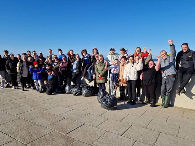 Hartlepool McDonalds staff along with their family and friends at the beach clean in Seaton Carew.
