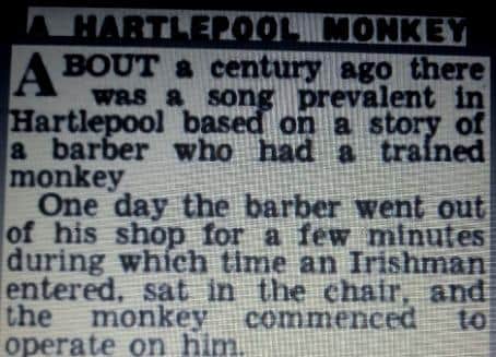 A letter in the Hartlepool Mail from 1949.