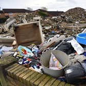 Rubbish tipped on the site of the former Hourglass pub, in Eaglesfield Road, Hartlepool. Picture by FRANK REID