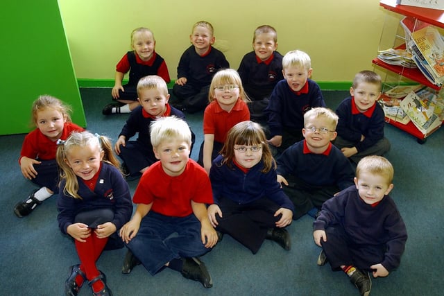 Lots of smiling faces among these new starters at Rift House Primary School.