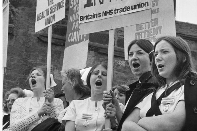 Nurses staged a demonstration in support of better pay