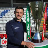 Luke Molyneux admits the prospect of getting to Wembley is real after seeing the Papa John's Trophy up close and personal during the EFL's media tour day. Picture by FRANK REID