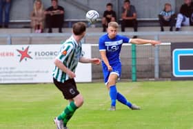 Action from Blyth Spartans v HUFC pre-season friendly. 27-07-2021. Picture by Bernadette Malcolmson