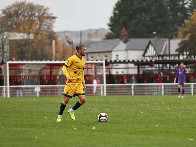 Gary Liddle of Hartlepool in action during the FA Cup Fourth Qualifying Round match between Ilkeston Town and Hartlepool United at the New Manor Ground, Ilkeston on Saturday 24th October 2020. (Credit: James Holyoak | MI News)