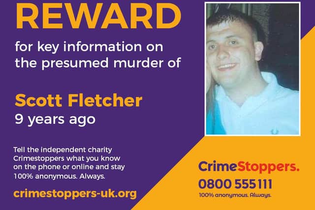 Crimestoppers is offering a reward and appealing for information over the disappearance of Hartlepool dad Scott Fletcher.