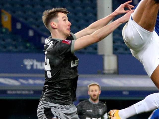 New Hartlepool United loan signing Ciaran Brennan playing for parent club Sheffield Wednesday against Everton in the FA Cup in 2021.