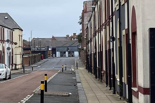 A library picture of Dent Street, in Hartlepool, where a dark car was driven at a police officer while they were talking to a member of the public earlier this week.