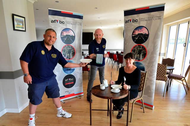Hartlepool Armed Services and Veterans Breakfast Club members (left to right) Rob "Stitch" Taylor, Spencer Glasgow and Lisa Alexander in Hornby Park the new venue for the club. Picture by FRANK REID