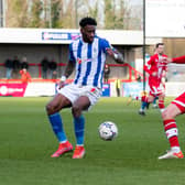 Omar Bogle scored the only goal of the game as Hartlepool United earned all three points at the People's Pension Stadium. Picture by Jamie Evans
