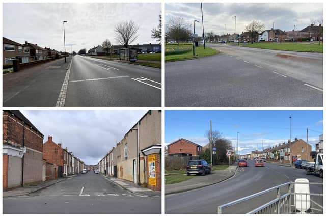 Clockwise from top left, Catcote Road, West View Road, Brenda Road and Stephen Street.