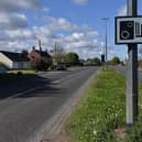Speed camera warning signs at Newton Bewley, on the A689, near Hartlepool.