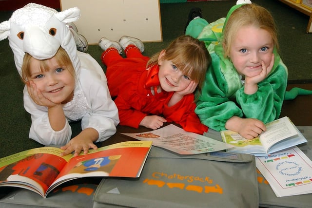 Learning was fun for these nursery pupils in 2003 when they were given chattersacks to enjoy, but who can tell us more?