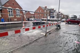 The scene of the water mains burst on Wednesday morning.
