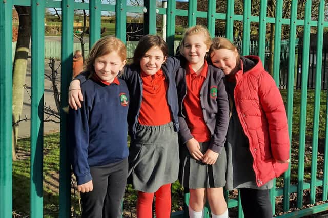 Hesleden Primary pupils, from left to right, Peyton Brown,  Rosa Dixon, Isla Morris and Alice Bell.