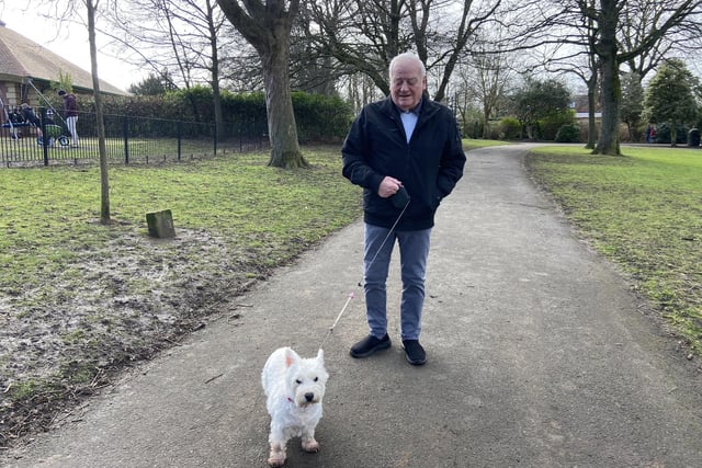 Ray Hamilton is going for a walk with his dog Gracey in Ward Jackson Park.