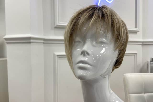 One of the wigs available at Poppys Hairdressing.