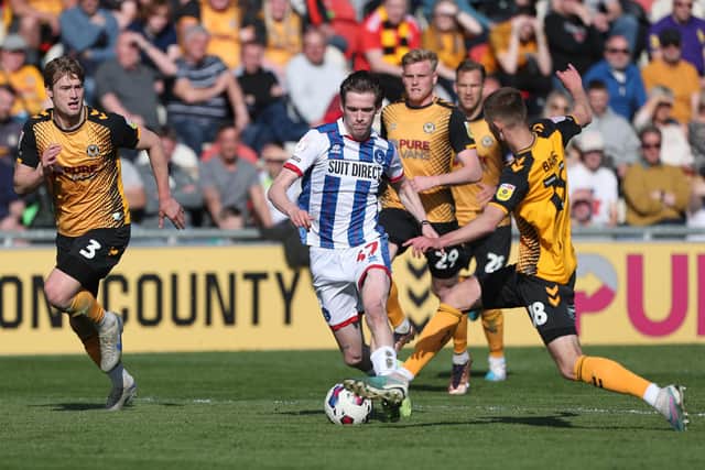 Dan Dodds was right of a back four for Hartlepool United against Newport County. (Photo: Mark Fletcher | MI News)