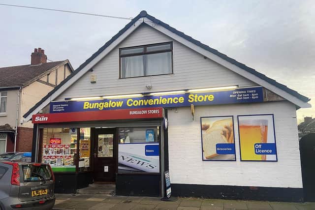 The Bungalow Convenience Store in Stratford Road has had its poppy box stolen./Photo: Frank Reid