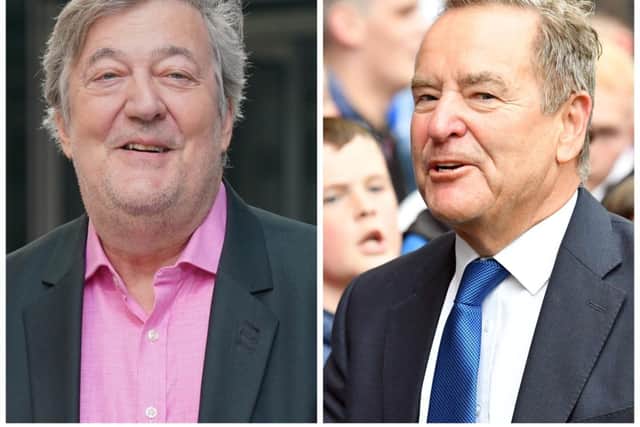 Comedian Stephen Fry, left, has praised Hartlepool television presenter Jeff Stelling for his work on behalf of Prostate Cancer UK.