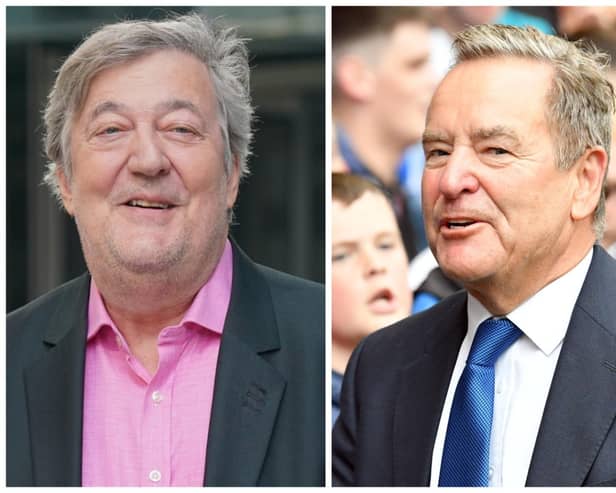 Comedian Stephen Fry, left, has praised Hartlepool television presenter Jeff Stelling for his work on behalf of Prostate Cancer UK.