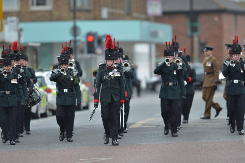 The band of the Rifles march down Victoria Road during the Rifles Freedom of Hartlepool Parade in 2015.