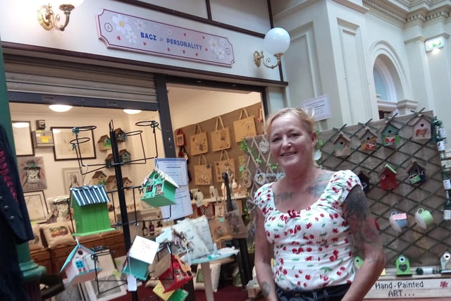 Maria Bevan at her stall on the Corn Exchange
