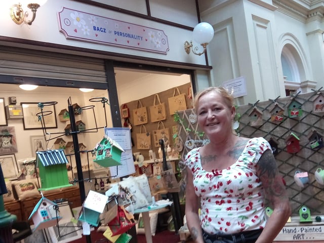 Maria Bevan at her stall on the Corn Exchange
