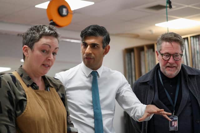 Prime Minister Rishi Sunak during a visit to Northern School of Art, in Hartlepool, on January 19.