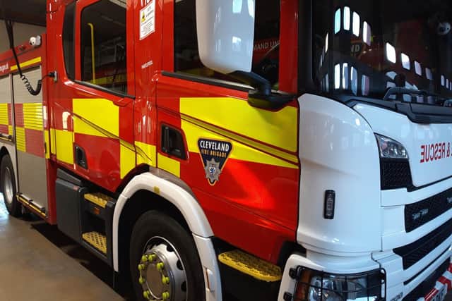 A Cleveland Fire Brigade engine was attacked as its crew attended a Hartlepool fire.