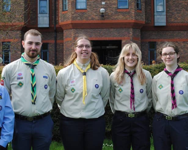 Louise Bryson, centre, and other King's Scouts from Hartlepool Celebrate at Windsor Castle.