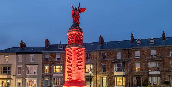 Headland war memorial will be lit up red to mark Thursday's Armistice Day.
