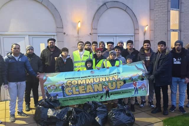 Members of AMYA Hartlepool gathered at sunrise to start the street cleaning on New Year's Day.