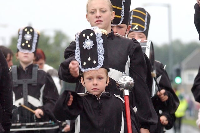 A wet day for a parade but that didn't stop these jazz band members at Peterlee Show in 2006.