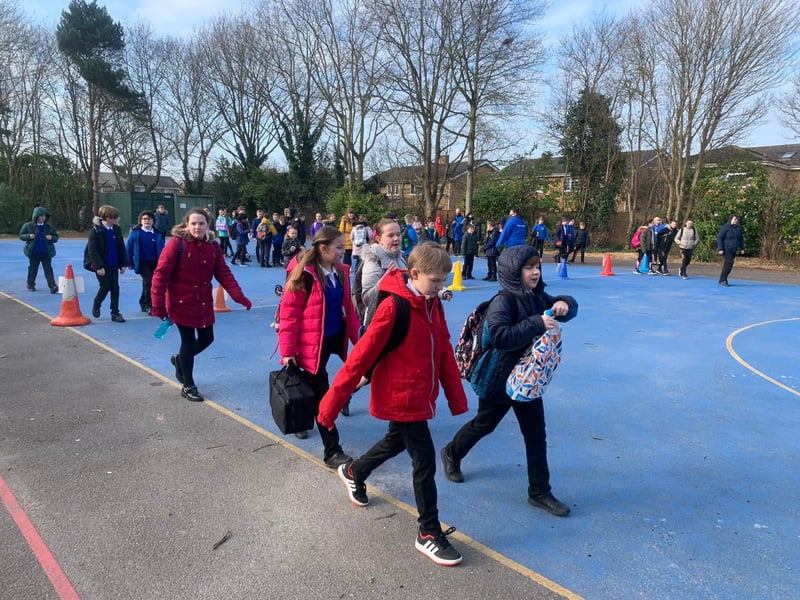 Pupils head to class at Gomer Junior School