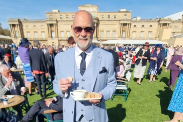 Paul Sowerby attending the King's Coronation garden party.