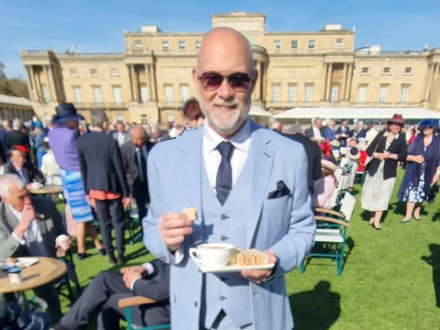 Paul Sowerby attending the King's Coronation garden party.