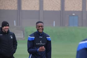 Tyler Magloire in training for Hartlepool United.