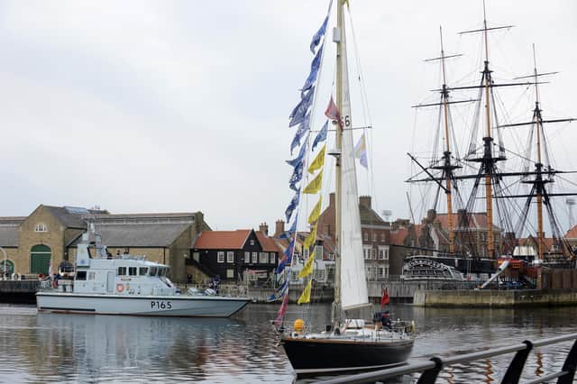 Royal Navy vessel HMS Example and Hartlepool's own tall ship Black Diamond performed a sail past in Jackson dock as it was announced the town will be a host port for the world famous Tall Ships Races in the summer of 2023.