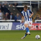 Hartlepool United's Neill Byrne  during the Sky Bet League 2 match between Hartlepool United and Harrogate Town at Victoria Park, Hartlepool on Sunday 24th October 2021. (Credit: Mark Fletcher | MI News)