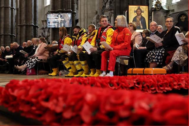 RNLI volunteer crew members at the service in Westminster Abbey to celebrate the charity's 200th anniversary. (Photo: PA)