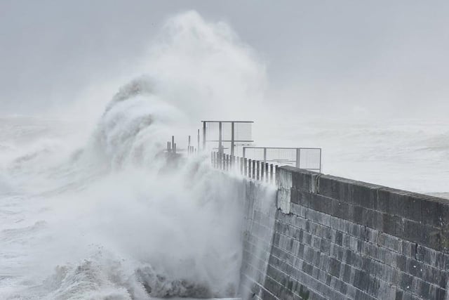 The force of the weather hits the Heugh Breakwater. Picture: Carl Gorse.