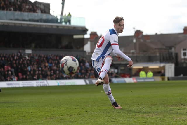 Dan Kemp converted what John Askey considered a touch and go penalty for Hartlepool United. (Photo: Mark Fletcher | MI News)