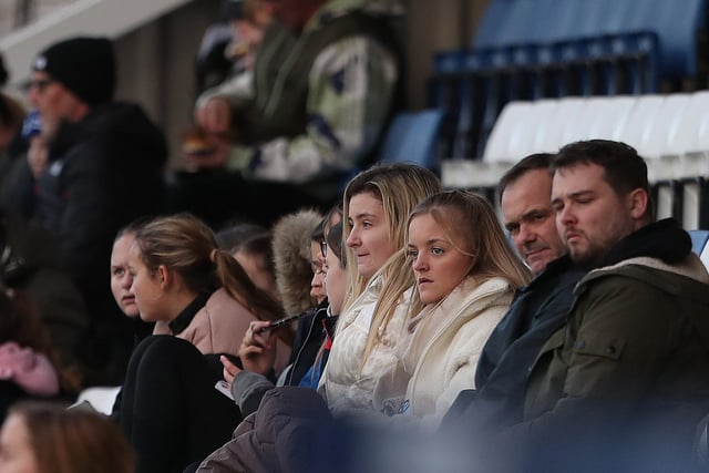 Hartlepool United supporters inside the Suit Direct Stadium for their League Two fixture with Stockport County. (Credit: Mark Fletcher | MI News)