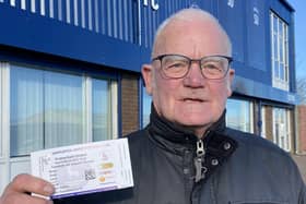 Hartlepool United supporter Jimmy Hanlon with his tickets. Picture by FRANK REID