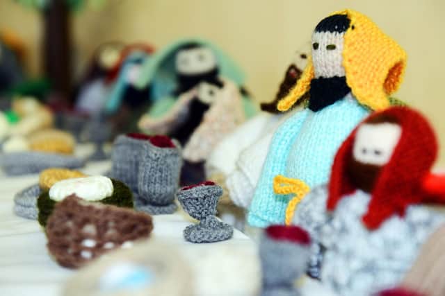 The Knitted Bible's scene of the last supper. Picture by FRANK REID