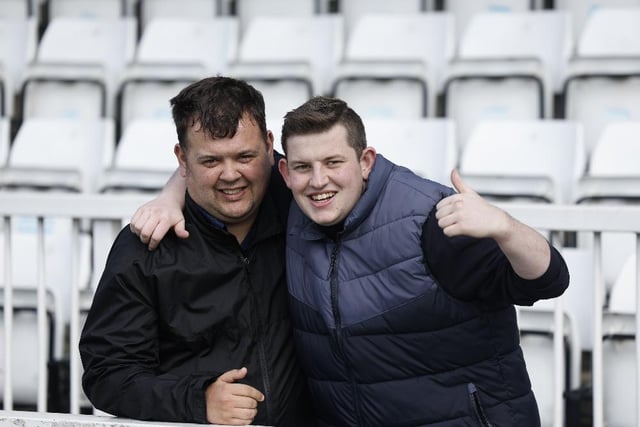 Two fans in good spirits during Saturday's match. Photo: Mark Fletcher | MI News