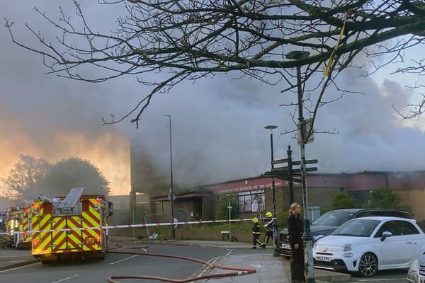 Emergency services tackle the fire at the former Engineers' Social Club, in Raby Road, Hartlepool, on April 30.  Picture by FRANK REID